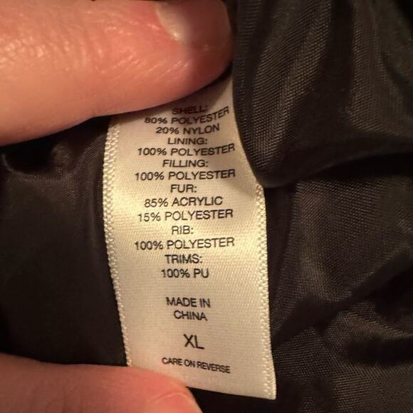 New York & Co. Black Puffer Coat with Faux Fur Lined Hood, Size XL, EUC - Picture 10 of 11